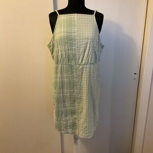 1. American eagle Mint Green Plaid Babydoll Style Tank Dress Size XXL